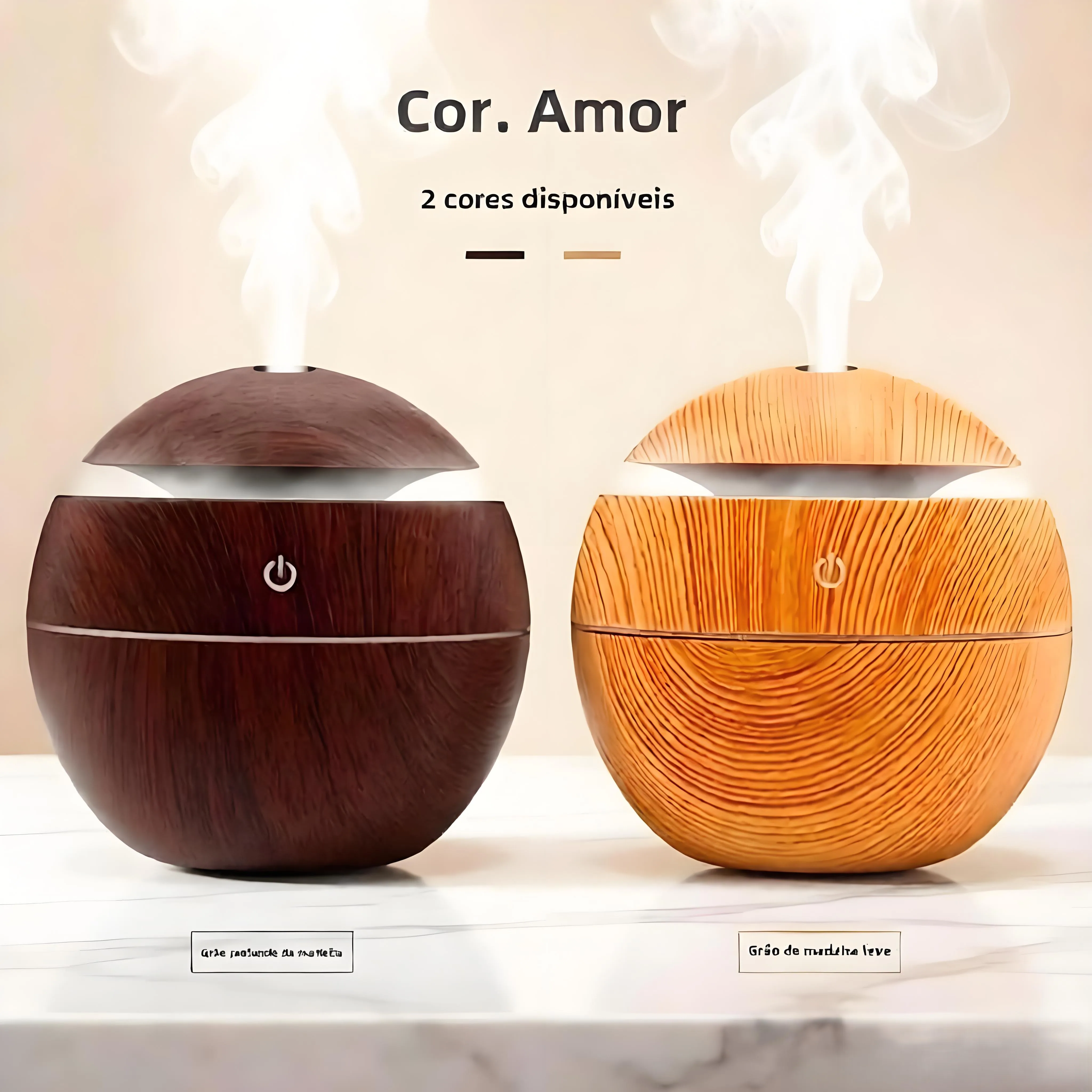Wood Grain Round Spray Mushroom Humidifier Silent USB Car Home Air Aromatherapy Machine Humidifier