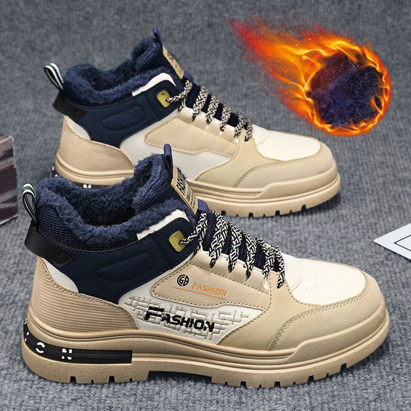 

Men's Winter Boots Fashion High Top Soft Sole Sneakers Comfortable Outdoor Warm Platform Snow Boots Male Walking Sport Shoes2025