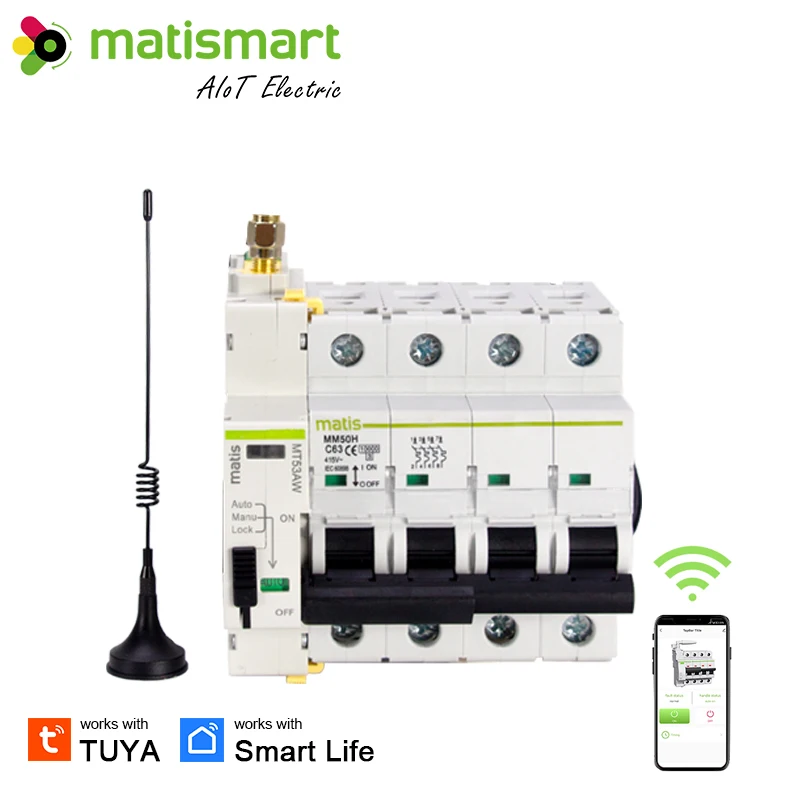 Matismart MT53AW Tuya Smart Life MCB AC Timer Remote Control Circuit Breaker With Auto Reclosing