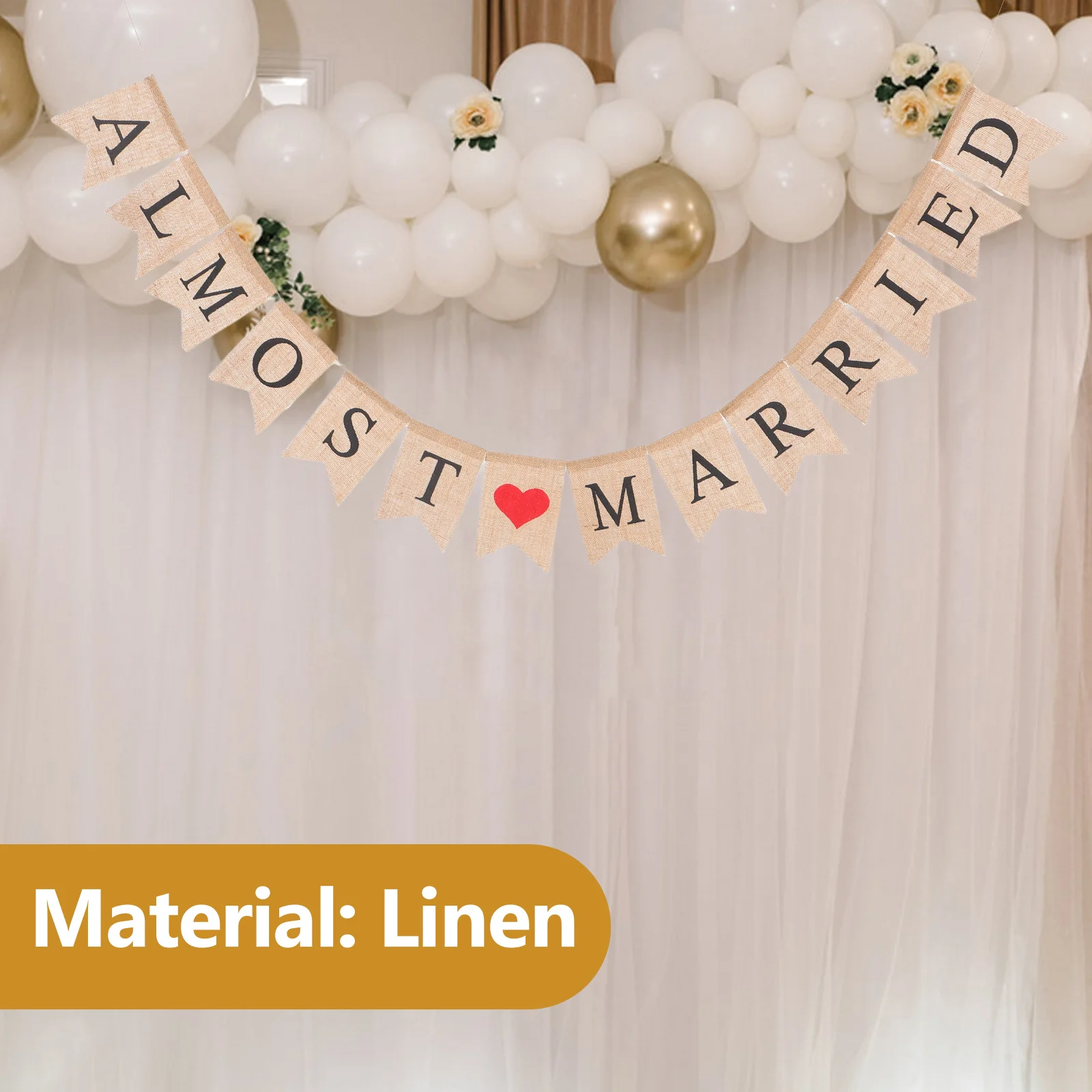 

1Pcs Linen Wedding Banner Lightweight Pull Flag for Wedding Ceremony Decorations Party Supplies