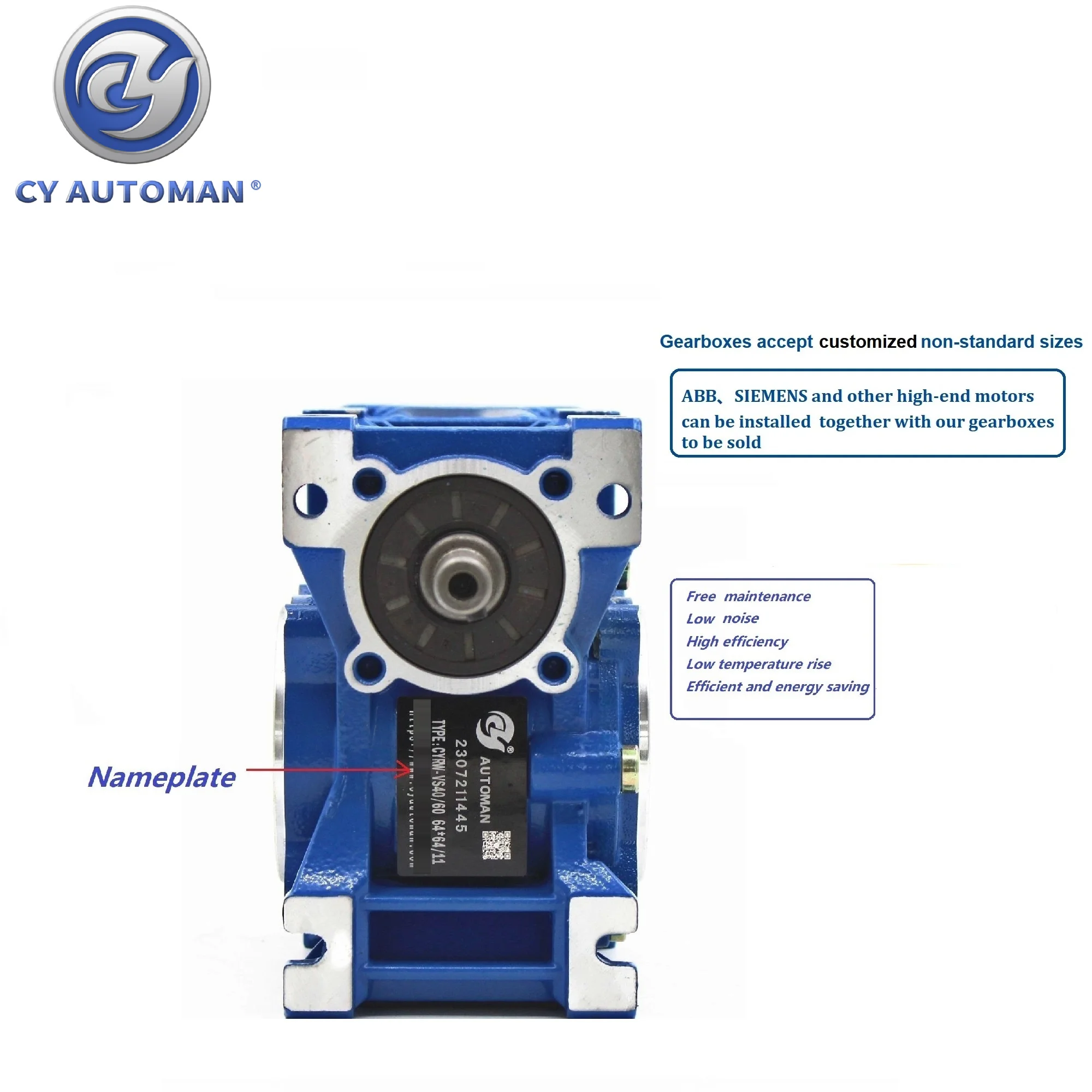 CYAutoman Worm Gearbox Reducer NMRW40 Line Boring Gear CYRW 40 Input 14/11 Output 18mm Ratio 5:1/100:1  Suppliers Square Flange