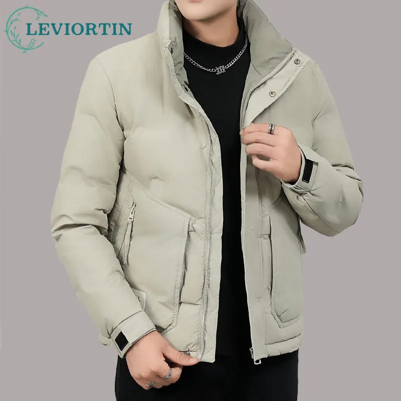 Winter Light Down Jacket Men 2024 Hip Hop Short Styles Stand Up Collar White Duck Down Jacket Trendy Casual Versatile Down Coats