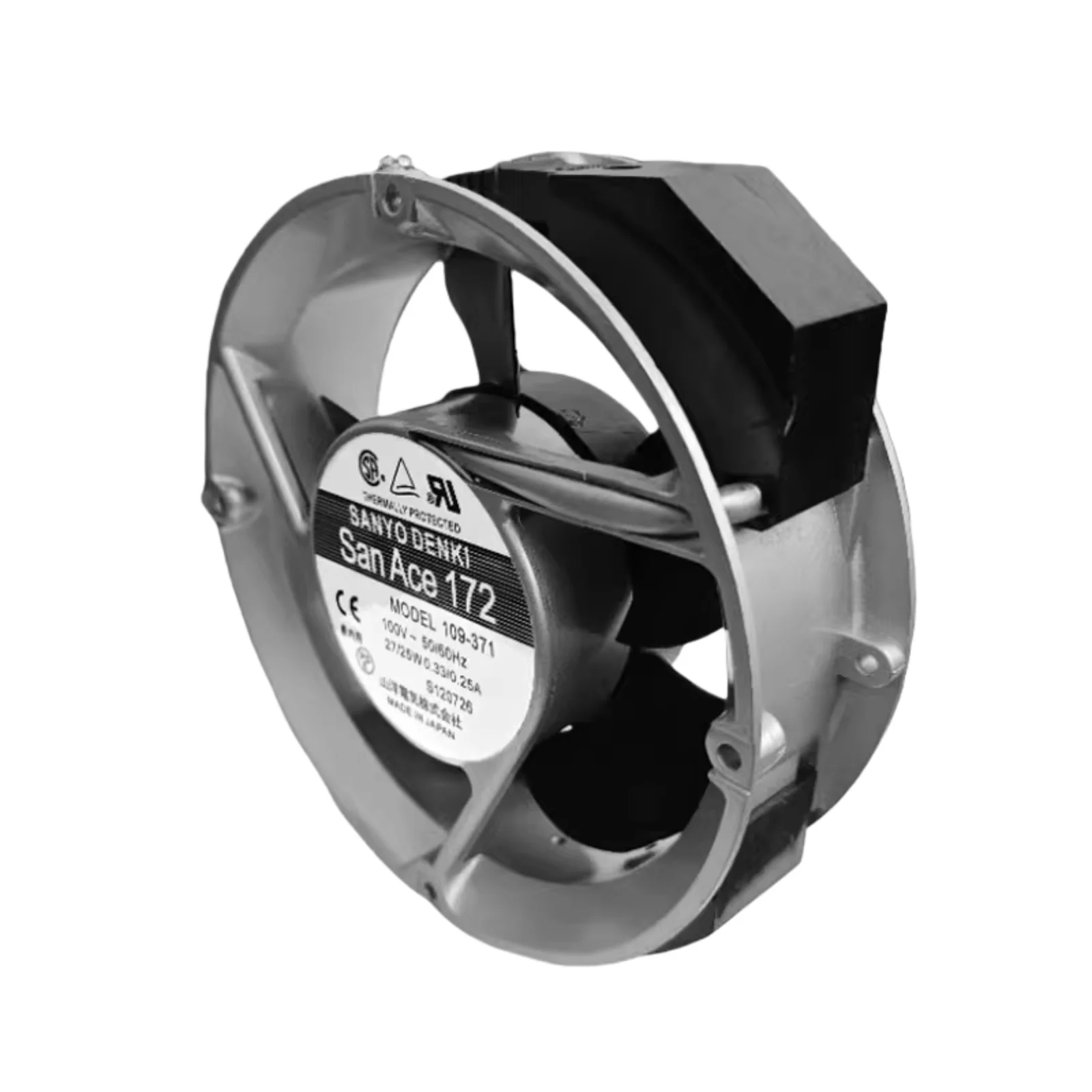 for  SANYO 109-371 AC100V 27/25W 172x150x51mm Aluminum Frame Cooling Fan, Dual Ball Bearing, High Airflow Industrial Exhaust