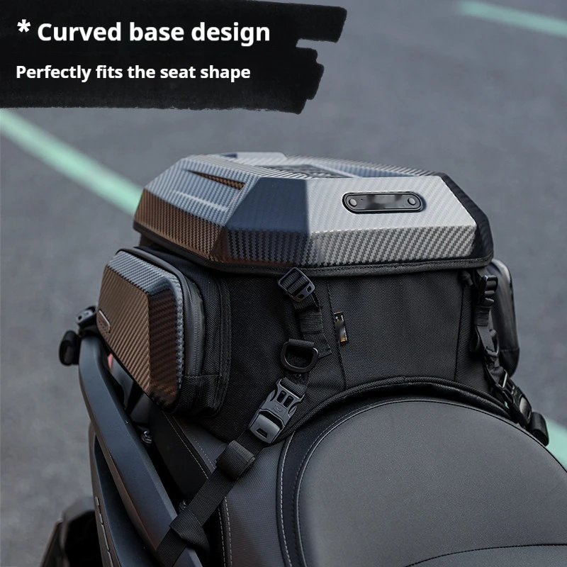 For Motorcycle 35L Hard Shell Tail Bag Helmet Backpack Waterproof Expandable Full Face No-Drill Accesorios Moto