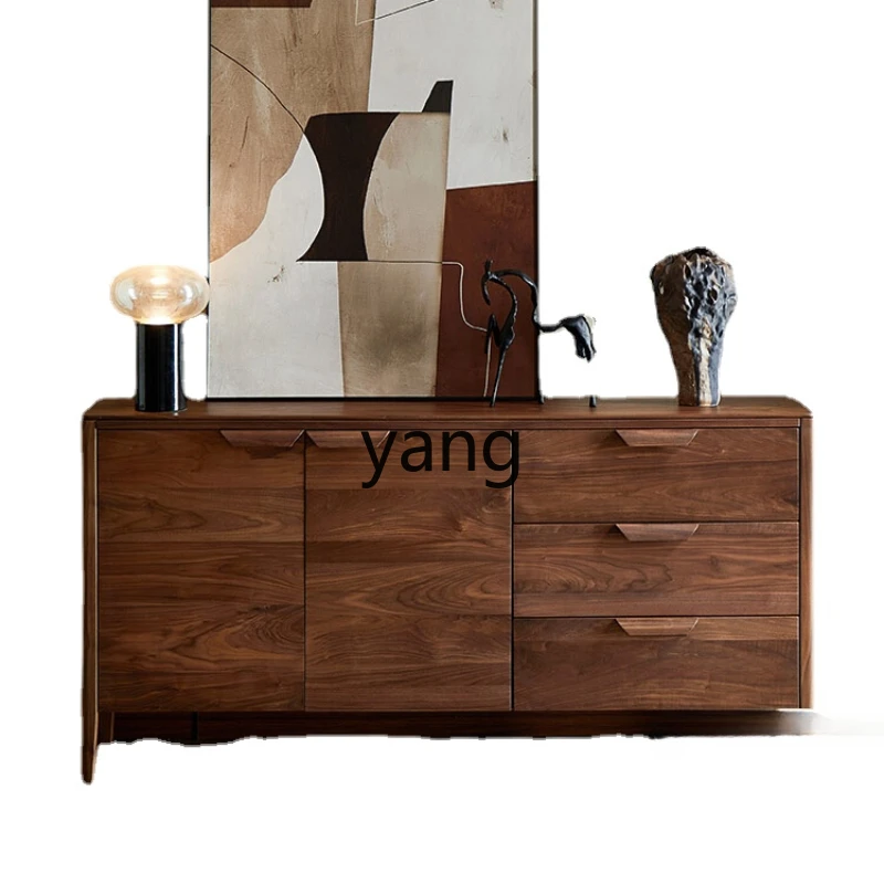 CX Light Luxury Sideboard Cabinet Black Walnut Living Room Partition Living Room Home Solid Wood Storage Side Cabinet