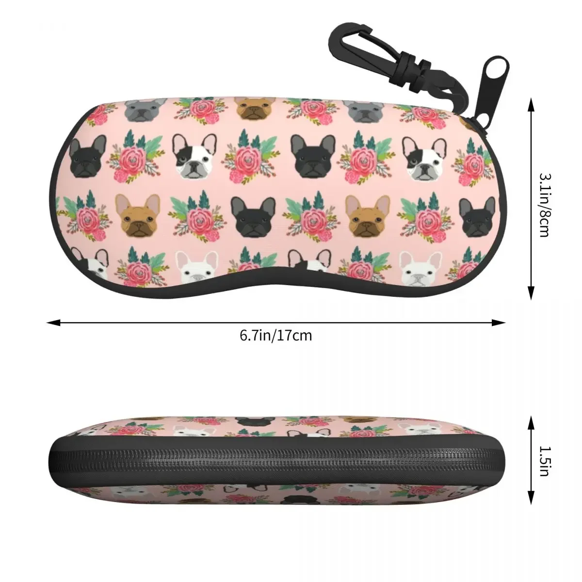 French Bulldog Faces Pattern Pink Cute Dogs Shell Eyeglasses Protector Cases Cute Sunglass Case Glasses Pouch