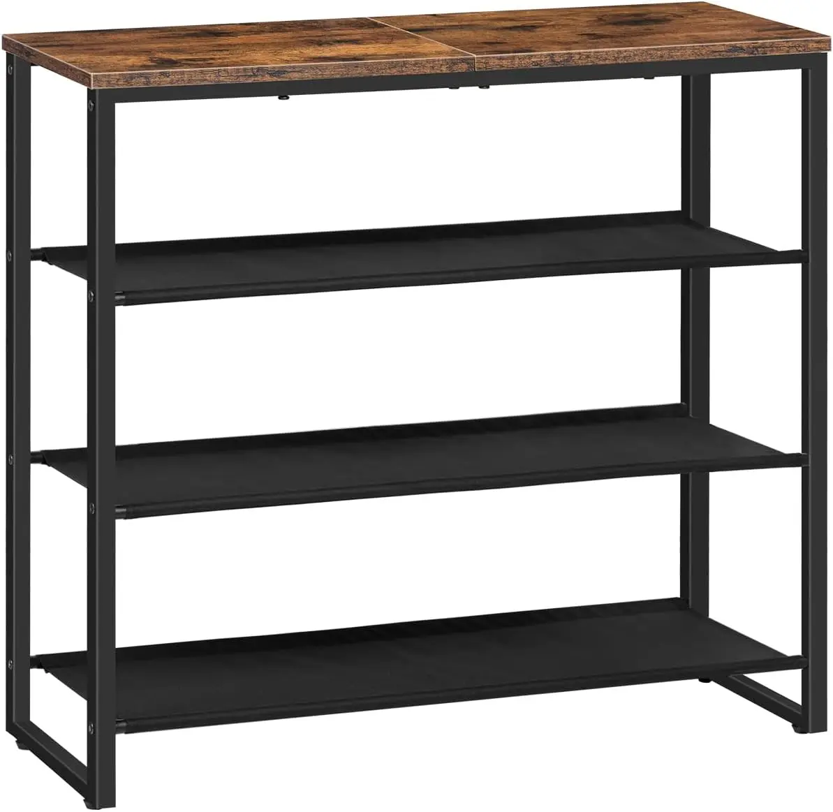 

Shoe Rack, 4 Tier Shoe Storage Organizer with 3 Oxford Fabric Shelves and Top Panel, Holds 12-16 Pairs of Shoes for Ent