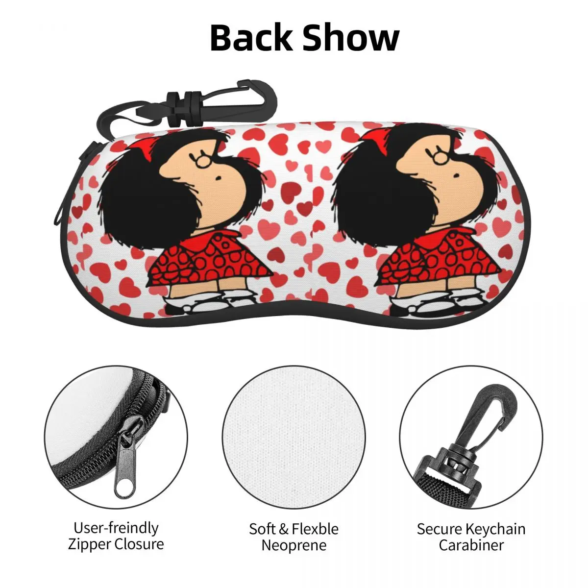 Custom Mafalda Power With A Surprised Face Glasses Case Portable Quino Kawaii Cartoon Shell Eyeglasses Case Sunglasses Box