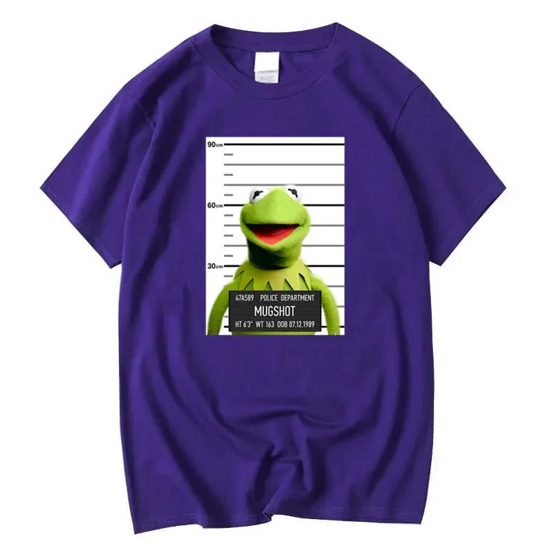 Short Sleeve Style Tops Tees Oversized Summer New T Shirts 5XL Mens Tshirts Funny Prisoner Frog kermit mugshot Washed Vintage