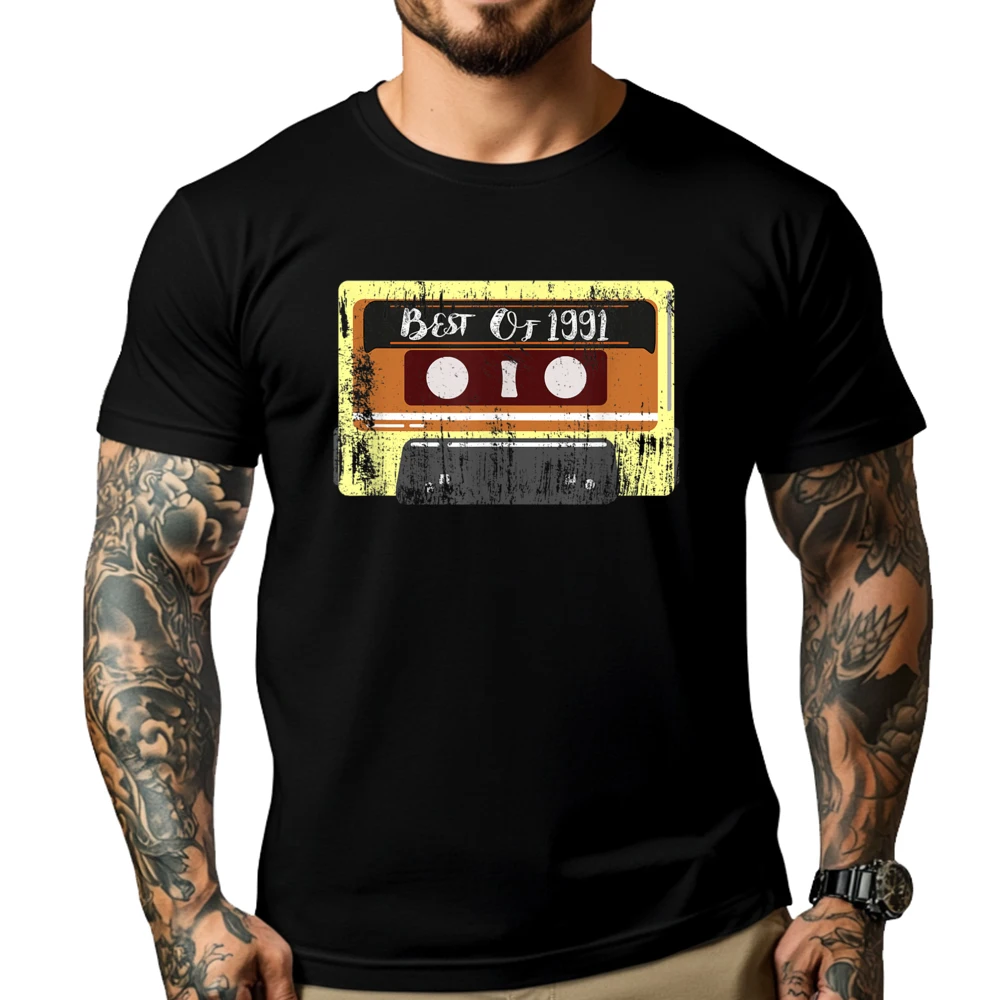 

Retro Best Of 1991 29 Years Old Birthday Cassette Graphic Tee Shirt Luxury Designer Mens Tshirts St Patrick's Day