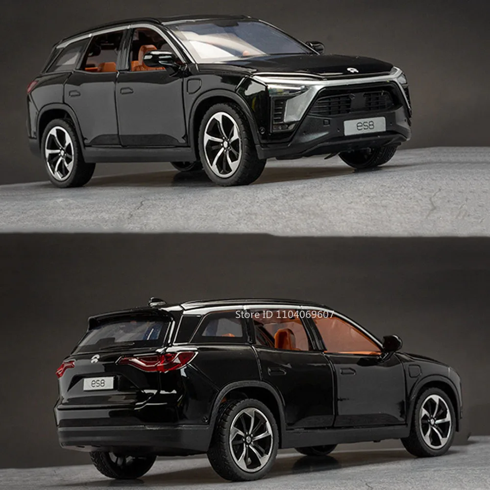 1:24 Alloy NIO ES8 Miniaturowe modele samochodów Zabawki Metal Diecast Pull Back Sound Light 6 Doors Opened Vehicle Toys Children Presents