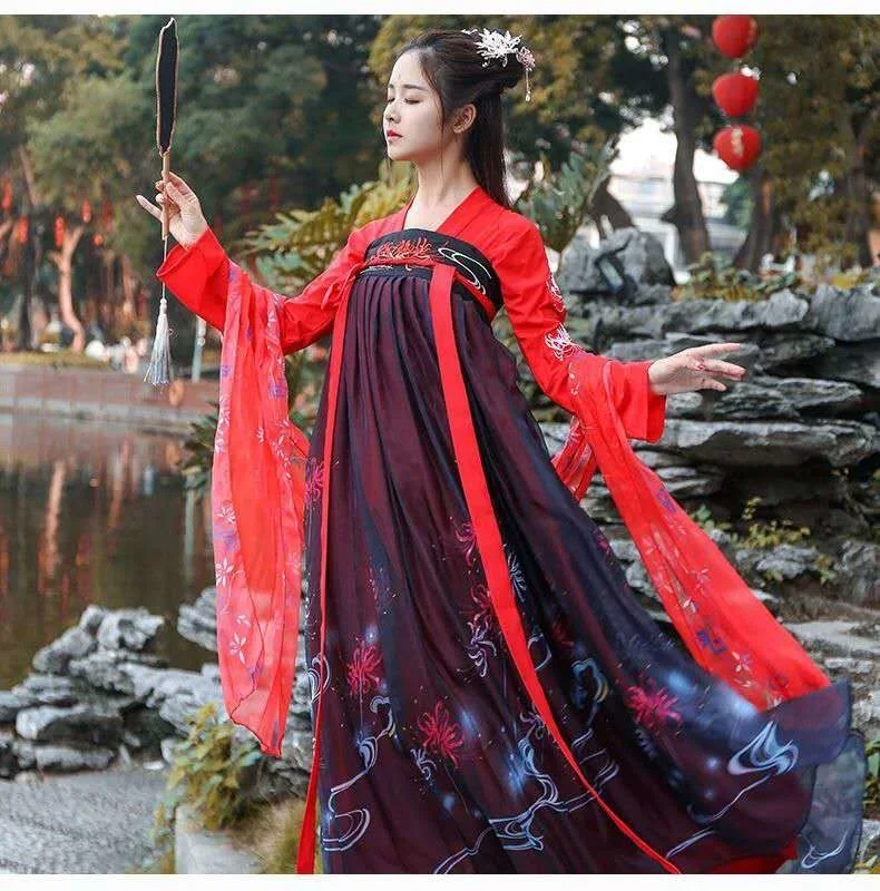 

2023 Ropa Tradicional China Long Sleeve Dress Dancer Outfit Traditional Chinese Cosplay Costumes for Women Hanfu Red