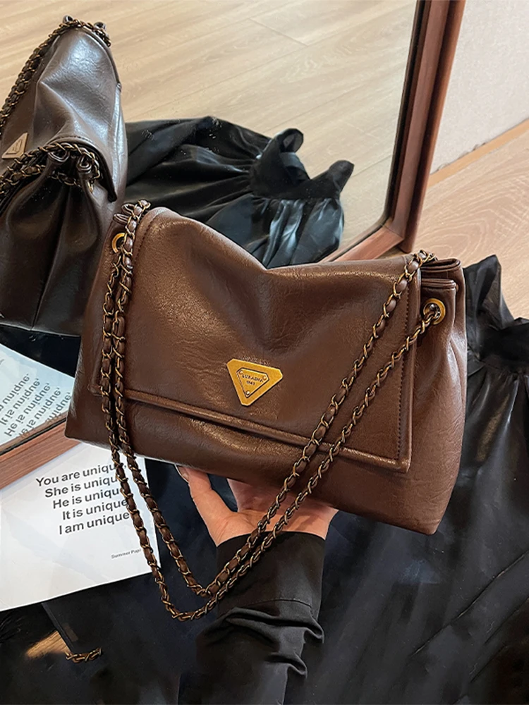 

High-End Mella Bag 2025 New Summer Trend Large Capaci Tote Chain Crossbody Bag Soft PU Leather Casual oulder Bag