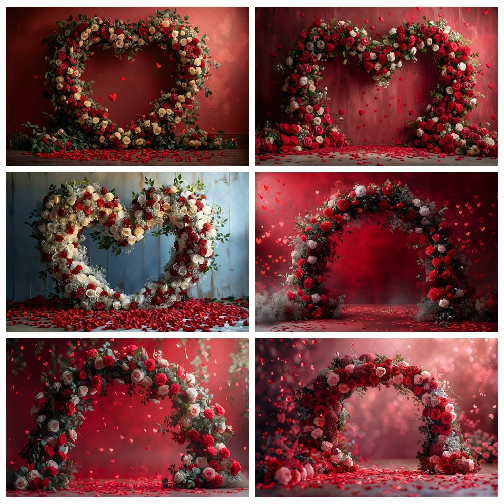 Vintage red flower wall photo background red rose photography background Valentine\'s Day children\'s portrait photo studio props