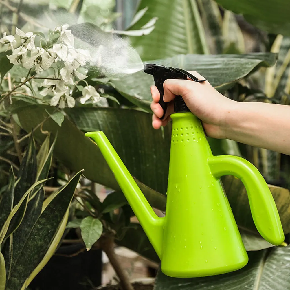 

1pc 1L Spraying Watering Can Green Multi-Function Plastic Bottle For Garden Flower Irrigation Dual-Purpose Atomizing Pot