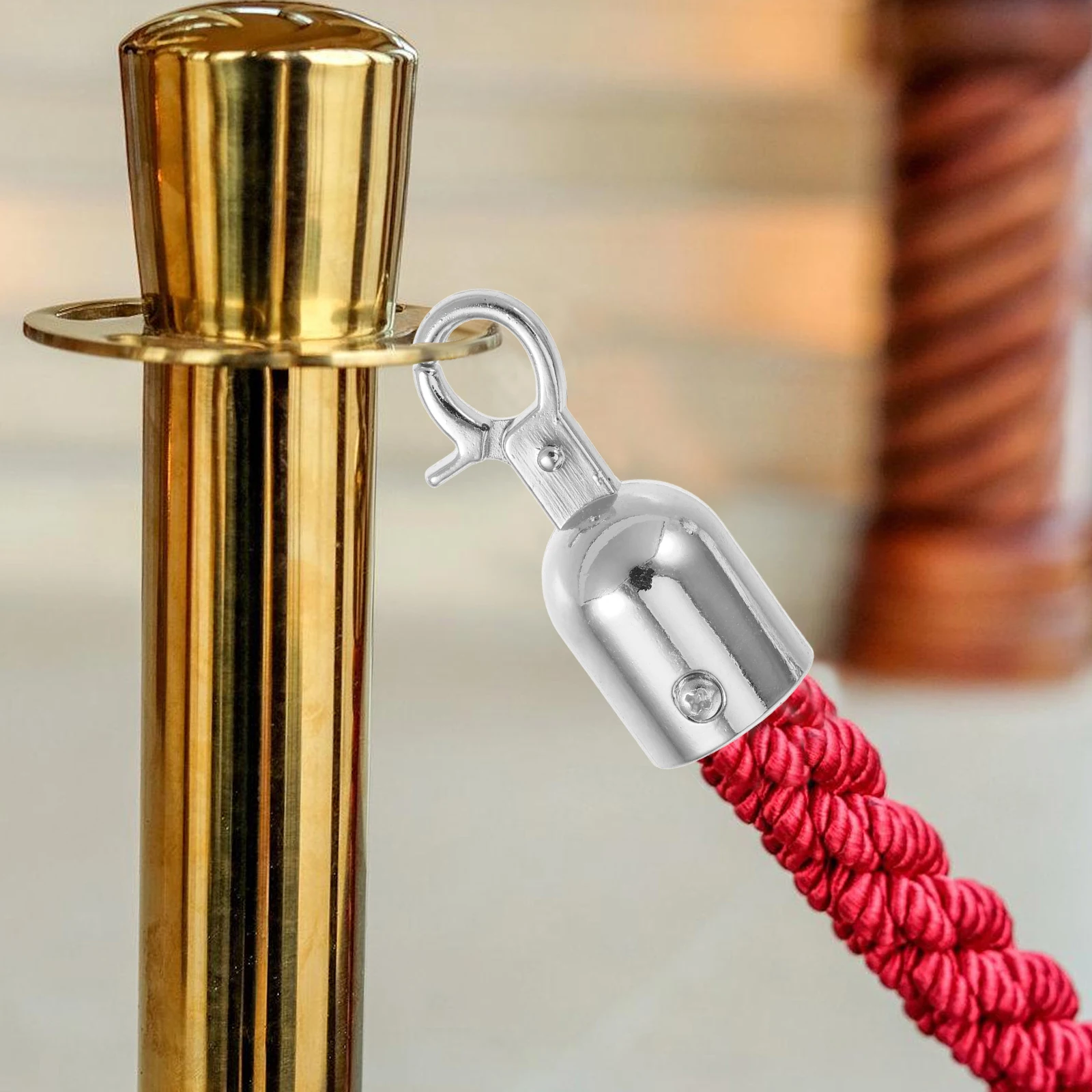 

6Pcs Stanchion Rope Hook End Stopper Crowd Control Safety Barrier Cord Caps Durable Barrier Rope Accessories