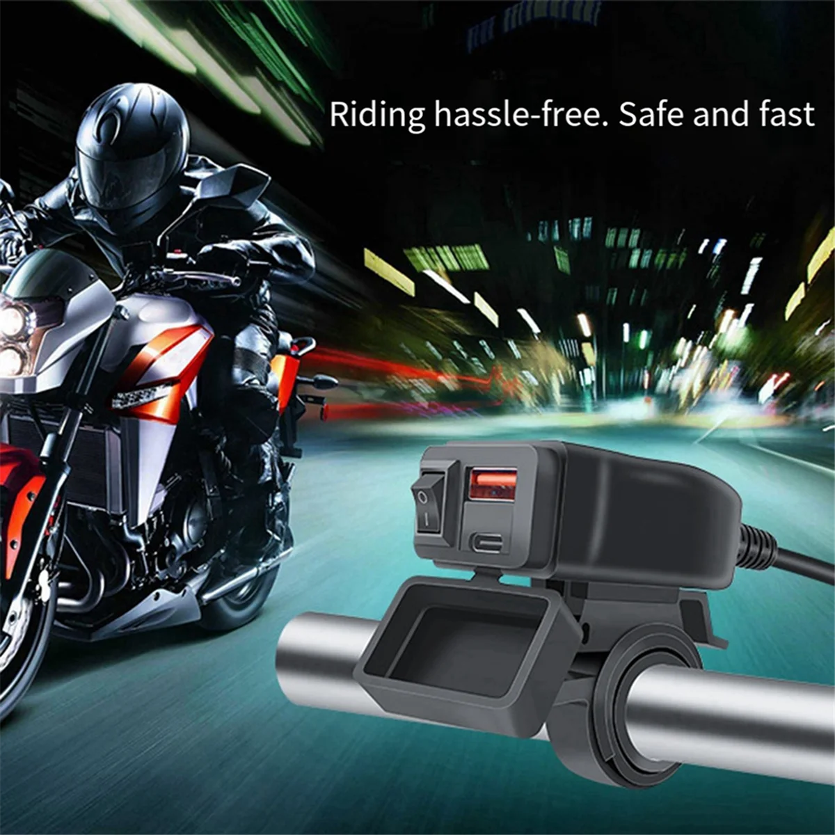 Motorcycle Usb Fast Cellular Charger Waterproof Type C Port Socket Connector with Cell Mobile Voltmeter Digital Charge