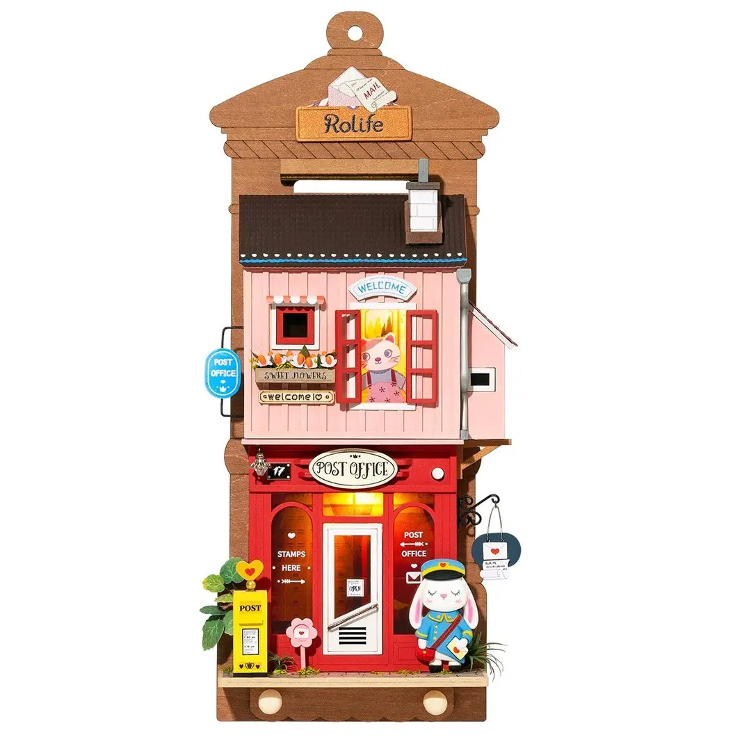 Robotime Rolife Wall Hanging Decoration Love Post Office Stylish Home Deco Kids Girls Miniature House Kits DS019 DS022