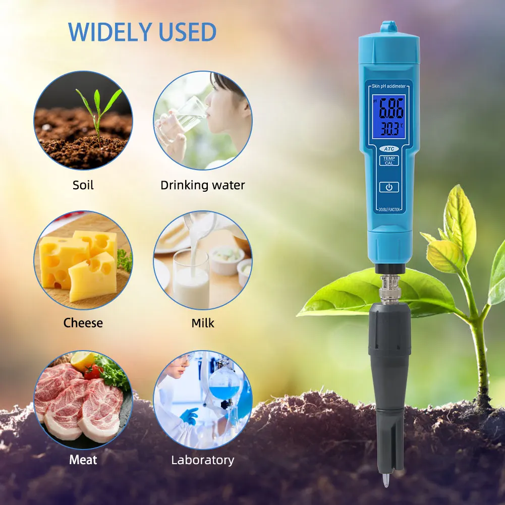 Yieryi Professional Digital Ph Meter Food Processing Tester Tapered Loose Soil Hydroponics Monitor For Cheese Lab Drinking Water