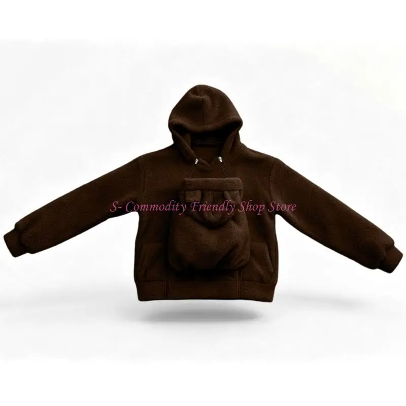 85AE Expandable Front Maternity Fleece for Women with Integrated Baby Section and Full-Length Front Closure for Layering