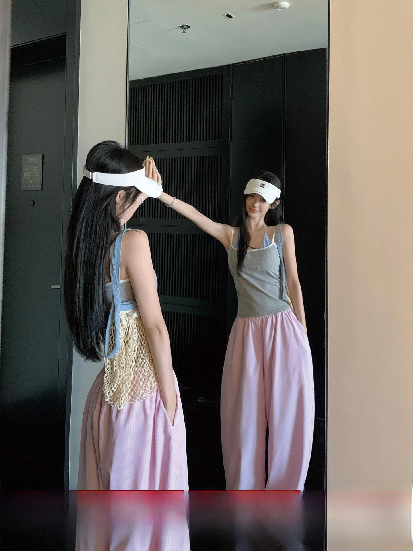 

Летние свободные брюки Dopane с широкими штанинами, вертикальными полосками, повседневные длинные брюки, удобные, с высокой талией, прямого кроя, из полиэфирного волокна