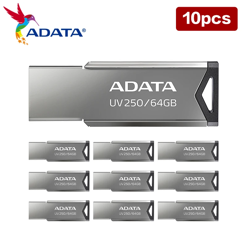 

ADATA 10PCS USB 2.0 32GB 64GB UV250 Metal USB Memory Stick 16GB CLASSIC Pen Drive For Computer 100% Original