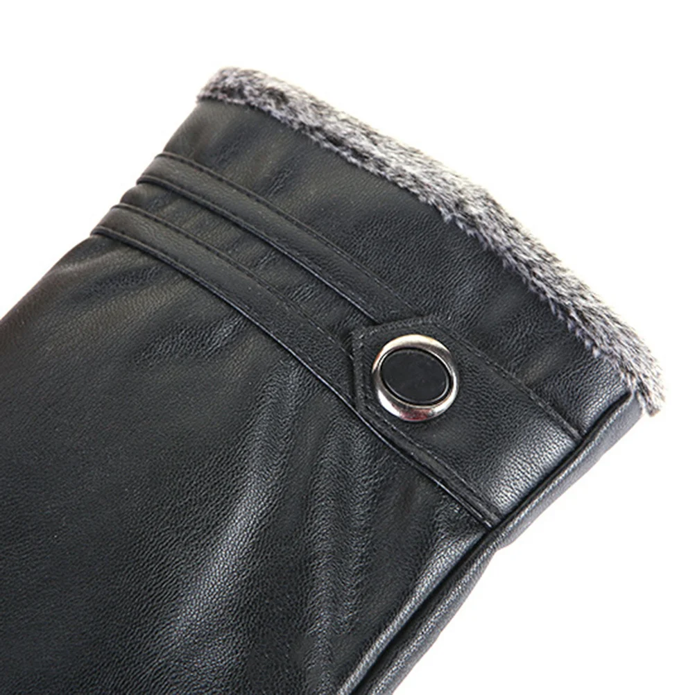 1 paar warme handschoenen met touchscreen, verdikte PU waterdichte anti-koude winterbuitenhandschoenen voor fietsen