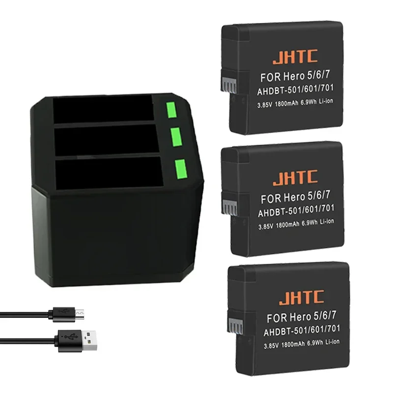 JHTC 1800mah Battery For Gopro Hero 5 Sports Camera Accessories For GoPro Hero 5/6/7/8 Black Batteries