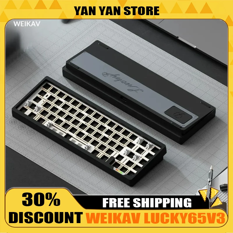 WEIKAV Lucky65 V3 Mechanical Keyboard Wireless Tri-mode Aluminum Alloy RGB 4000mAh Gasket QMK/VIA PC Esports Keyboard Kits Gifts