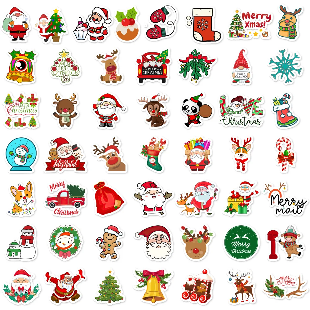 50PCS Christmas Series Holiday Decoration Graffiti Stickers DIY Phone Case Laptop Tablet Toy Stickers