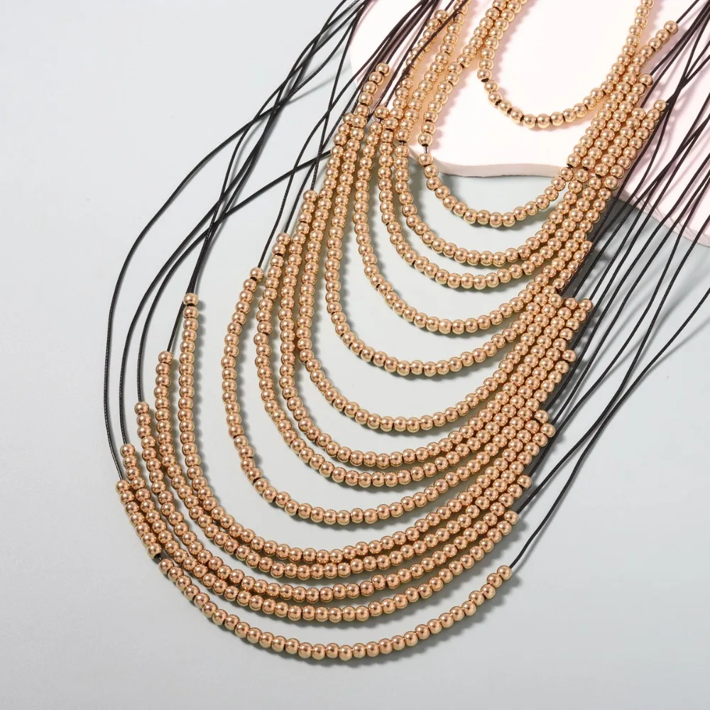 

Exaggerated Beaded Waterfall Necklace Boho Jewelry Tassels Necklace Layered Vintage Multilayer Imitation Pearl Necklace