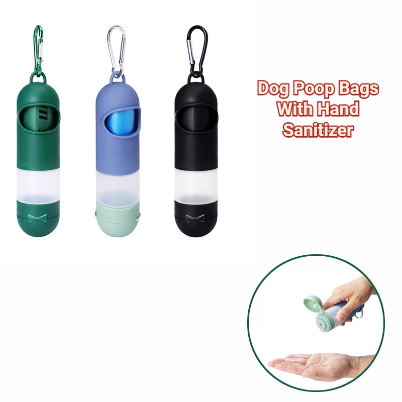 Dog Poop Bags with Hand Sanitizer Disinfectant Dispenser Degradable Waste Bag Outdoor Portable Pet Trash Bags Dog Cat Cleaning