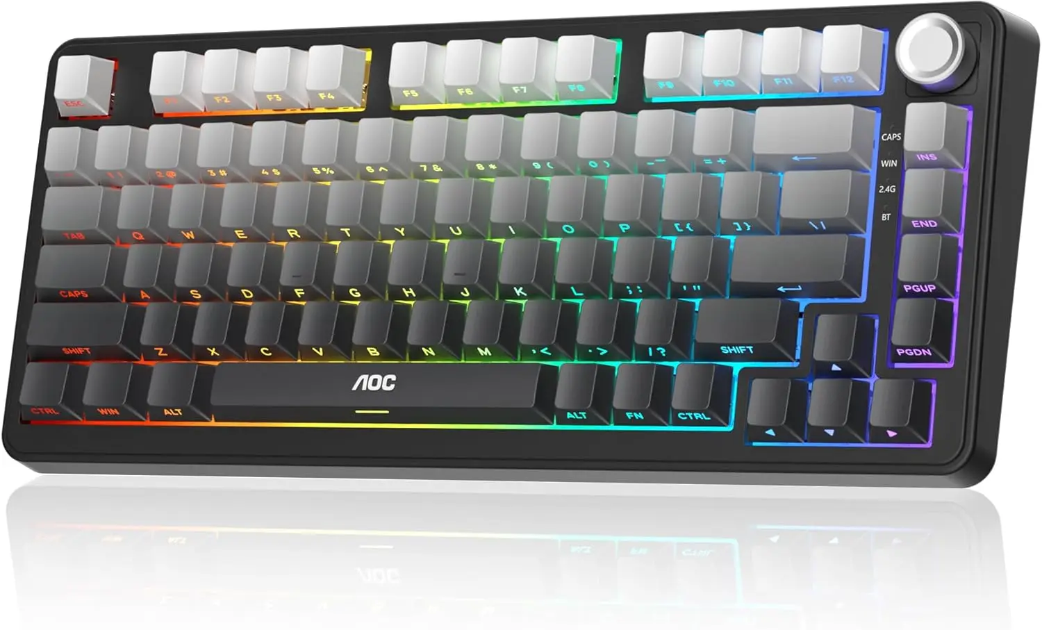 Hot-Swappable Wireless Mechanical Gaming Keyboard, RGB Backlit, 75% Compact Layout with Volume Knob