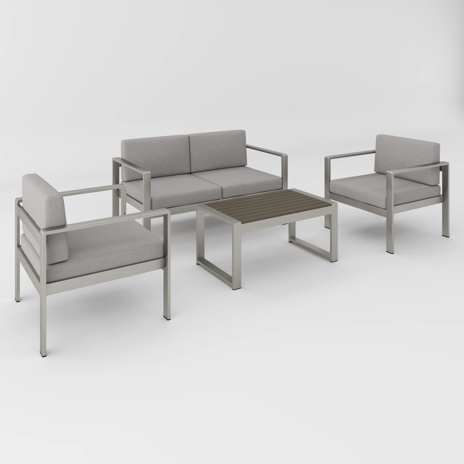 Aluminum 4 Piece Sofa Seating Group for Patio Garden Outdoor - Modern Design