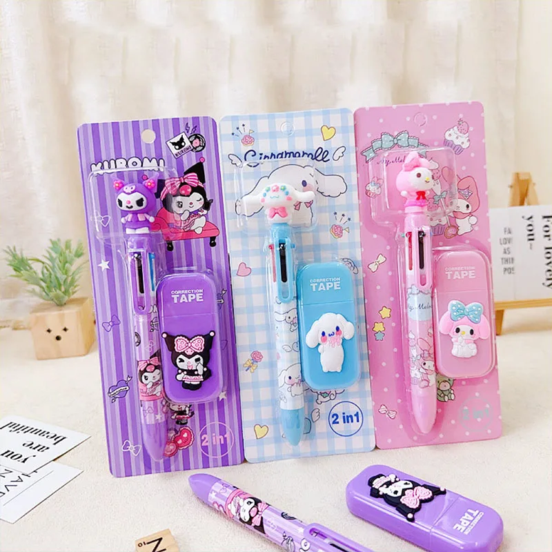 

12 set/lot Sanrio Kawaii Kuromi Melody 6 Colors Gel Pen Cute 0.7mm Ball Pens Promotional Gift Office School Supplies