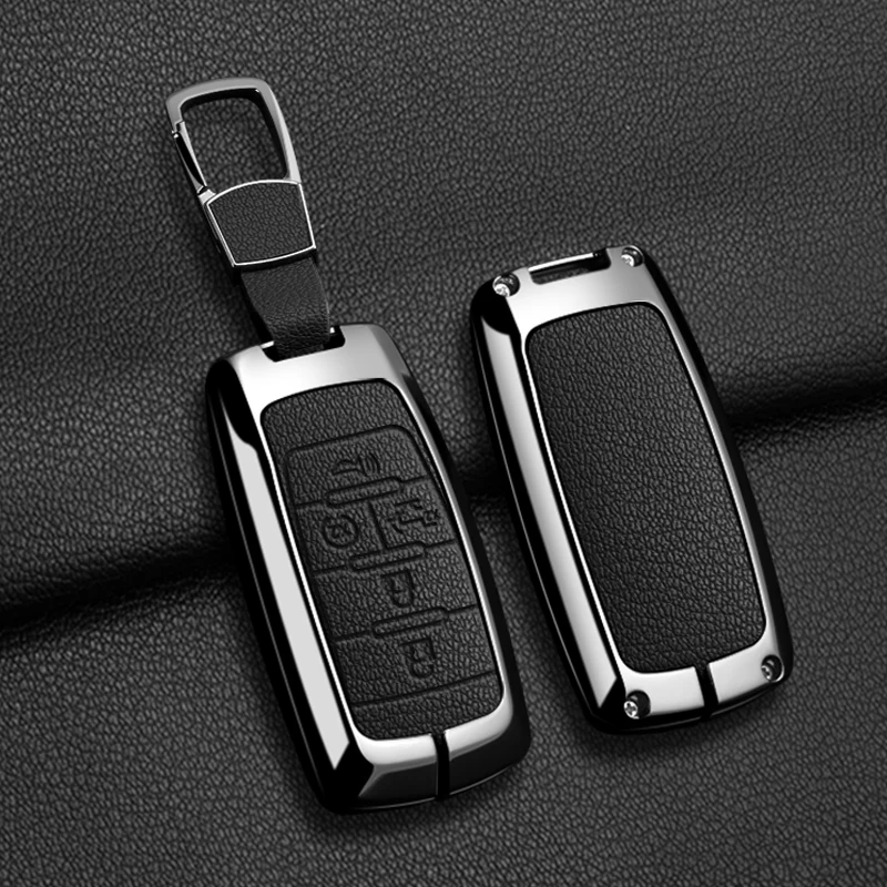 

Zinc Alloy Leather Car Key Case Cover for Dodge RAM 1500 2500 3500 4500 5500 TRX Pickup 2019-2022 Chrysler Jeep Grand Cherokee