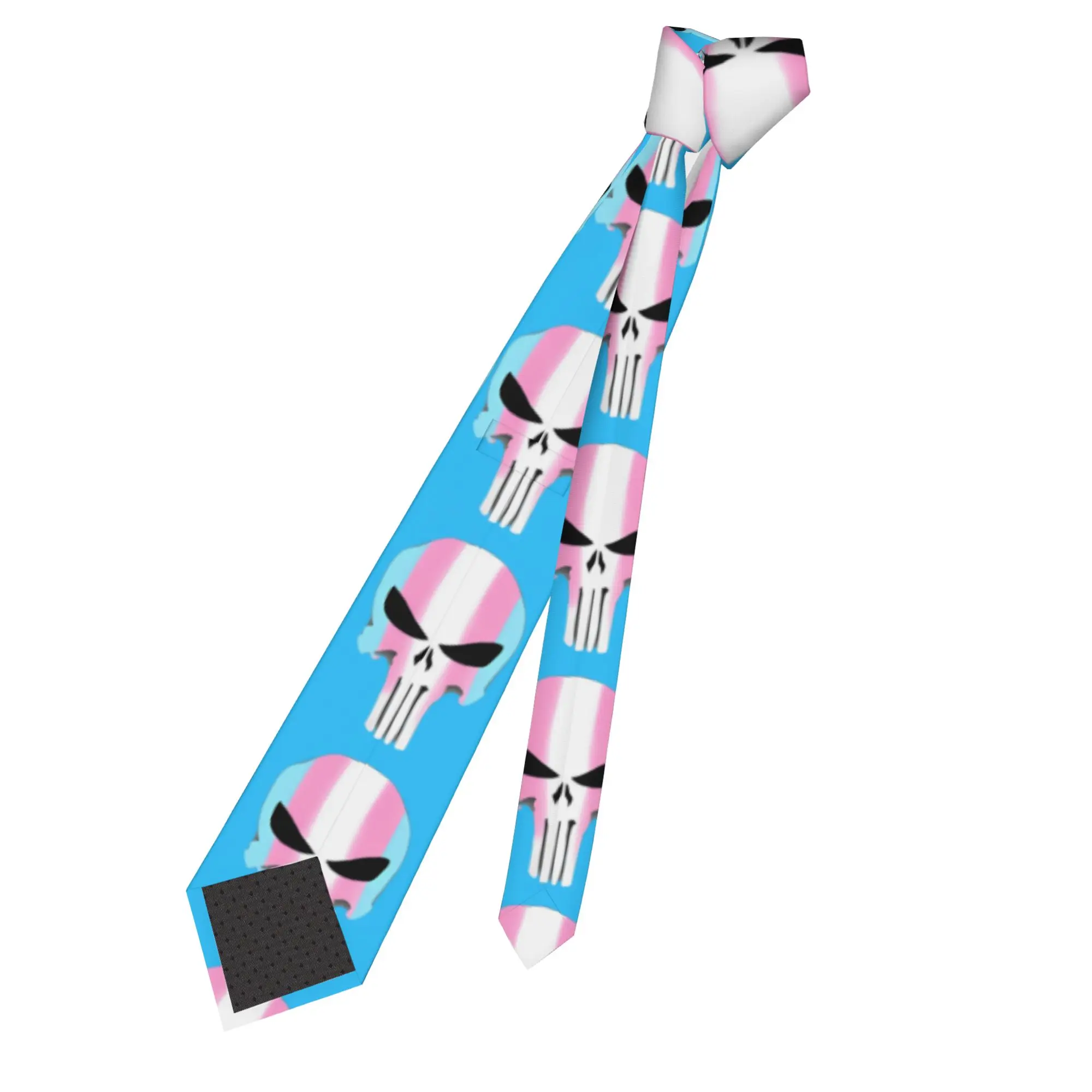 Trans Pride Skull Necktie Unisex Slim Polyester 8 cm Narrow Punishers Queer Neck Tie for Mens Accessories Cravat Wedding  Party view 5