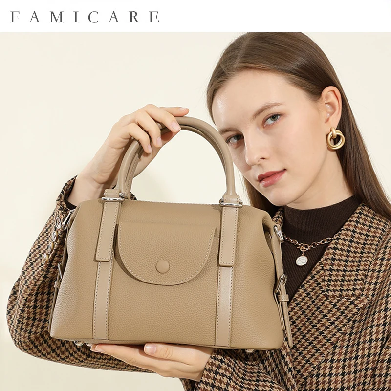 

2025 New Women's Genuine Leather Cowhide Single Shoulder Crossbody Shell Bag Ladies Daily Use Casual Versatile Commuting Handbag