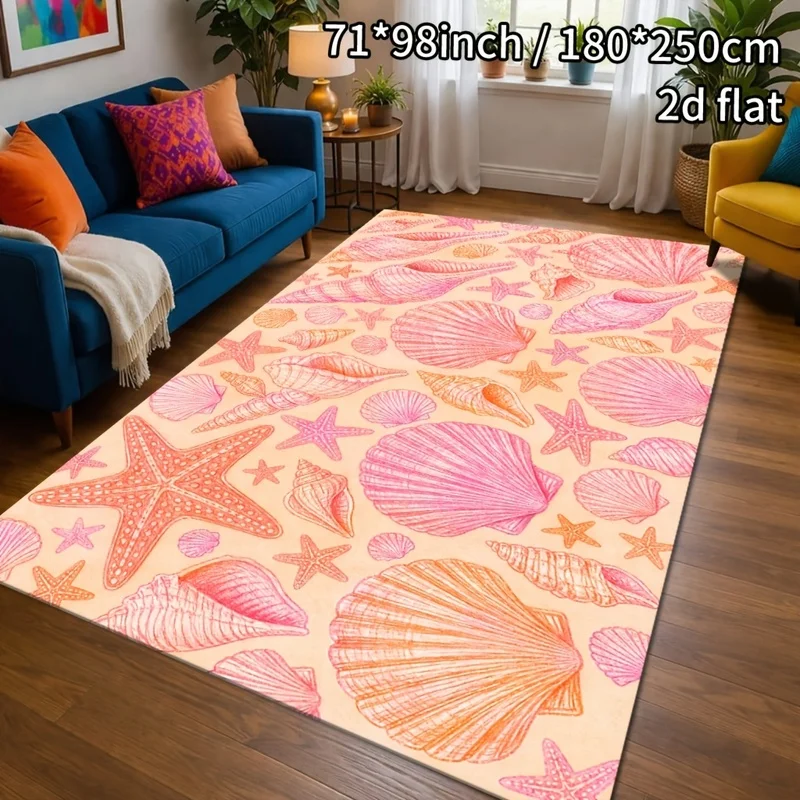 VIKAMA Cute Sea Star Shell Door Mat, Anti slip Plush Carpet, Suitable for Living Room, Bedroom, and Entrances