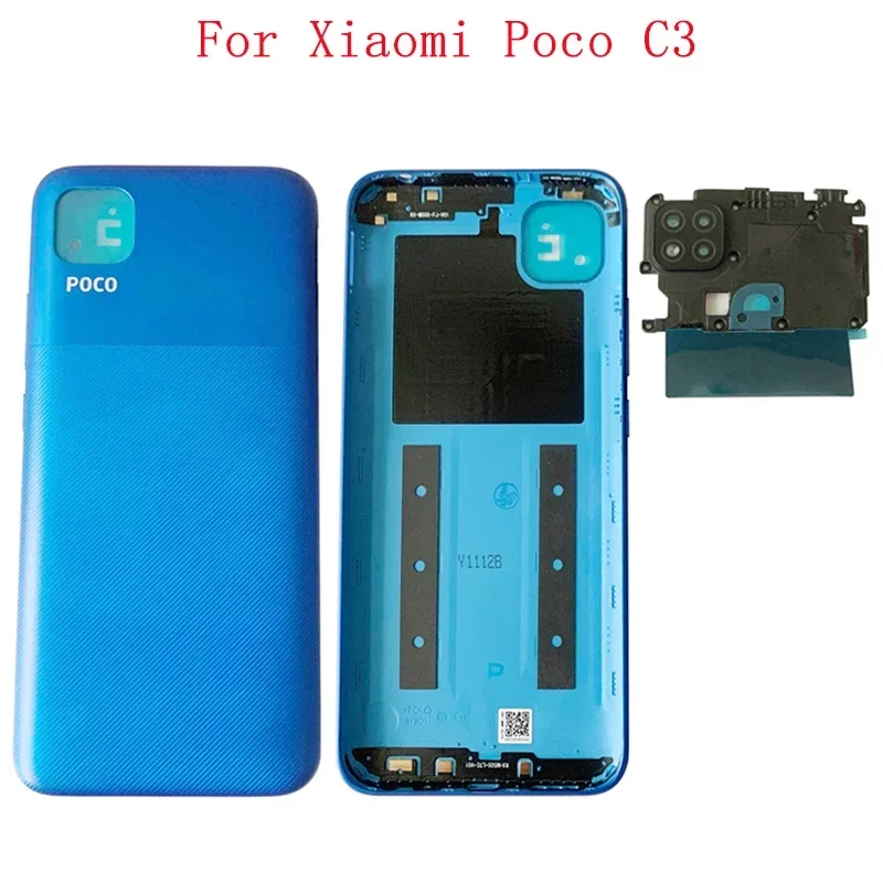 

Back Door Battery Cover Case Housing For Xiaomi Poco C3 Rear Cover with Camera Frame Lens Logo Repair Parts