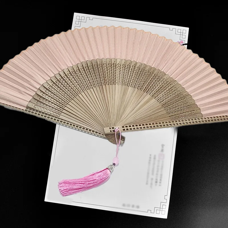 1PC Bamboo Silk Fan Women\'s Chinese Style Folding Fan Summer Fan Fengliu Su Crafts Family Ornaments Folding Fan