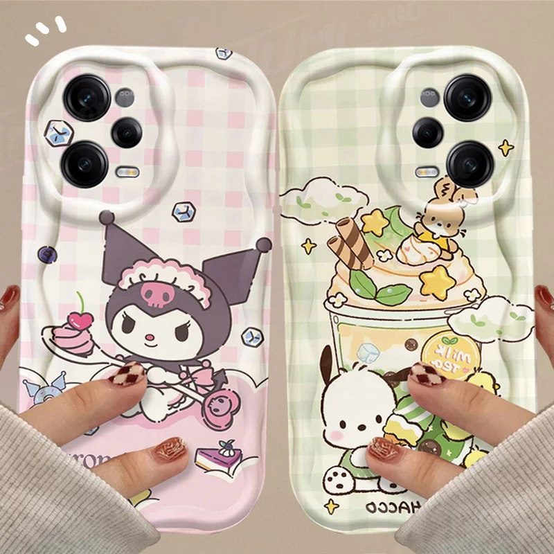 Hello Kitty Cinnamoroll Wave Case For Xiaomi Redmi Note 13 12 11 Pro Plus 4G 5G 12S 11S 10 10S 9 9S 8 13C 12C 10C Turbo 3 Cover