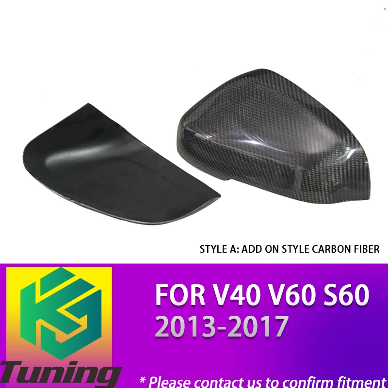 

Add on/Replacement Style Carbon Fiber Side Door Rearview Mirror Cover For V40 V60 S60 2012 2013 2014 2015 2016 2017