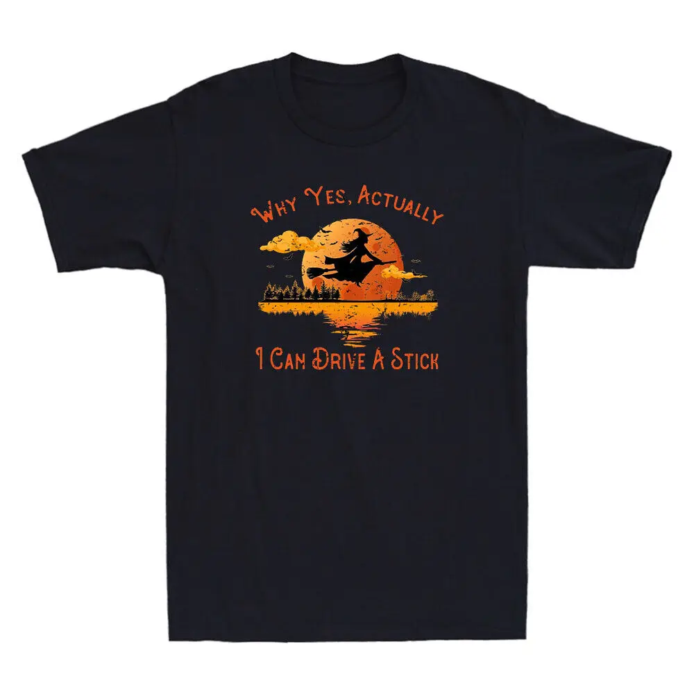 Why Yes Actually I Can ive A Stick Funny Halloween Witch Vintage Men's T-Shirt