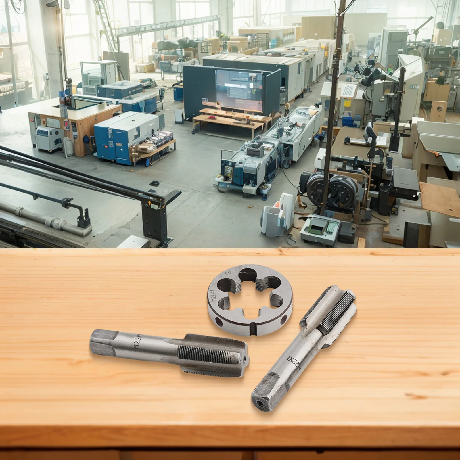 Kit Die Tap Metalworking Metric for mold Right Hand Silver Taper Thread 45mm Dia. HSS High Steel Kit Die Tap Metalworking