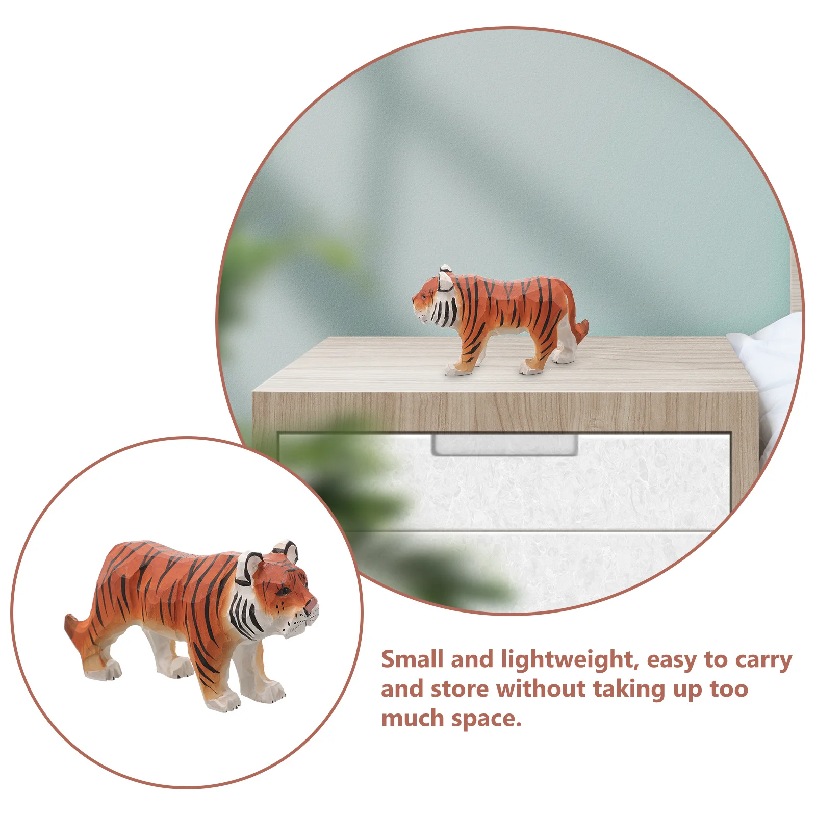 

Wooden Tiger Ornaments Carving Desktop Carved Figurine Statue Number Small Figure Japanese Decor