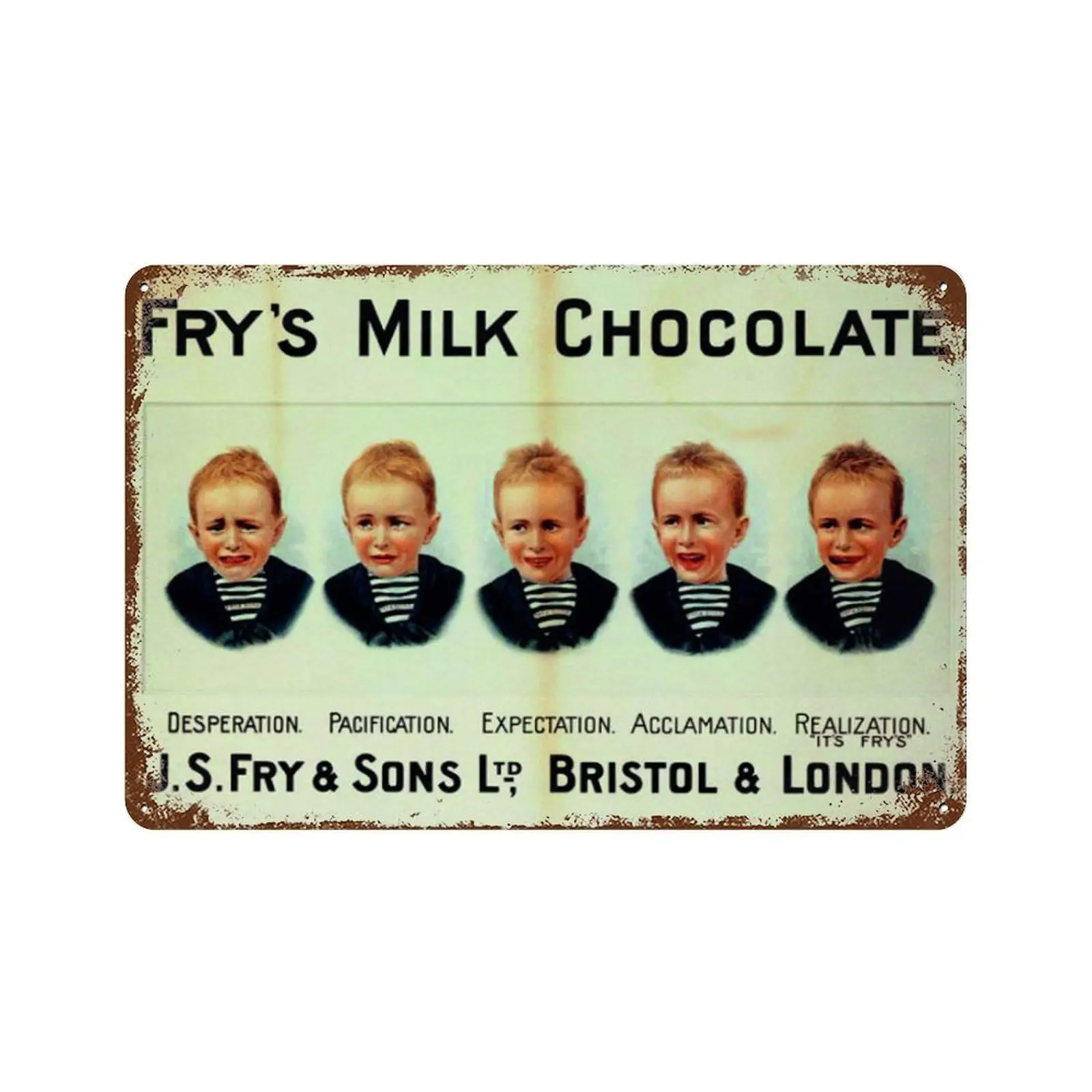 1PCS,Metal Wall Art Decor FryS Milk Chocolate 5 Boys London Tin Signs For Home Bedroom Wall Decor Gifts