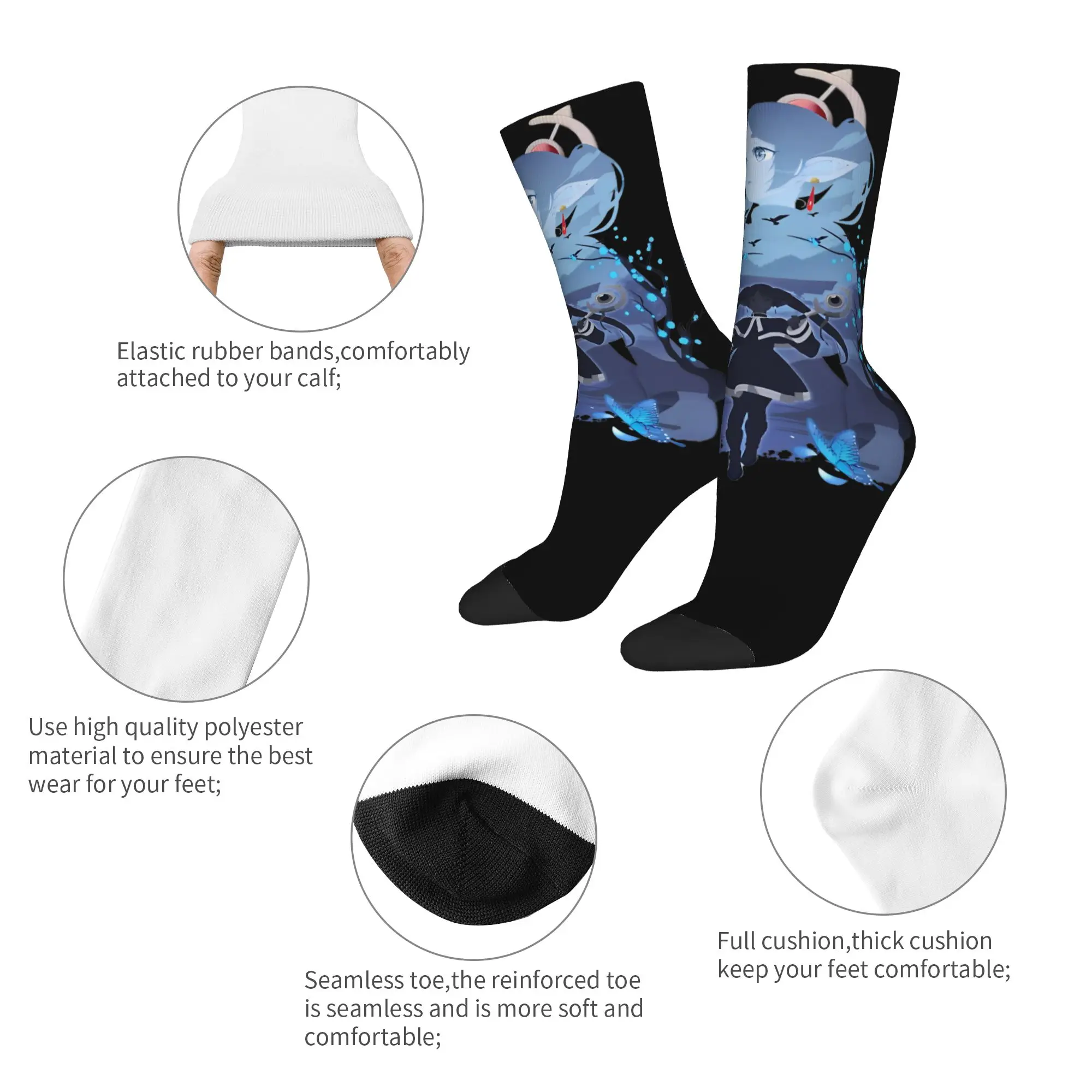 Happy Funny Men's Socks Casual Frieren Silhouette Journeys End Sock High Quality Women's Sock Spring Summer Autumn Winter