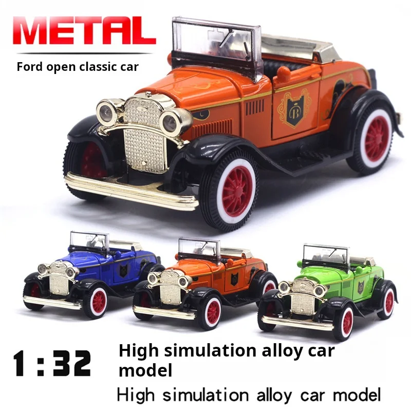 1/32 Classic Vintage Convertible Car Model Alloy Vehicle Children\'s Toy Die Cast Alloy Car Christm