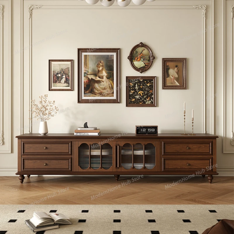 American Wooden TV Cabinet Storage Lockers Integrated Designer Living Room Tv Table 2025 Walnut Fernsehen Tisch Furniture Home